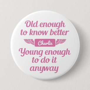 Aangepaste naamknoppen "Oud en jong" Ronde Button 7,6 Cm