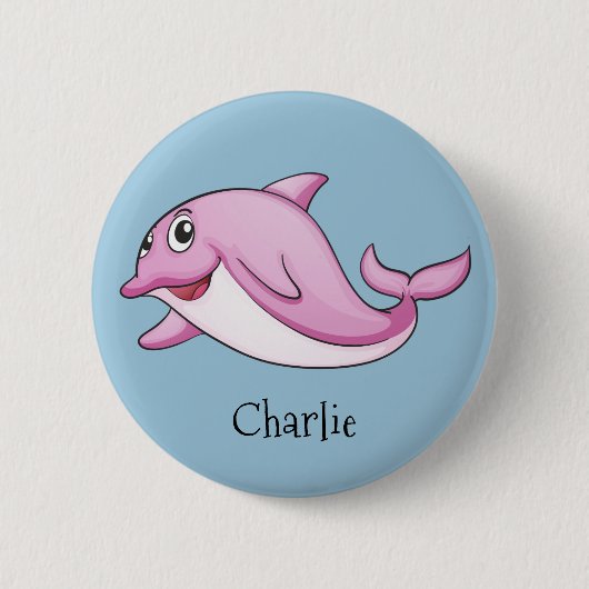 Aangepaste naamknoppen voor Cute Dolphin Ronde Button 5,7 Cm (Voorkant)