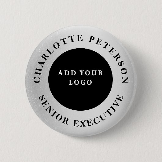 Aangepaste naamlabel met bedrijfslogo promotie ronde button 5,7 cm (Voorkant)