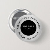 Aangepaste naamlabel met bedrijfslogo promotie ronde button 5,7 cm (Voorkant /achterkant)