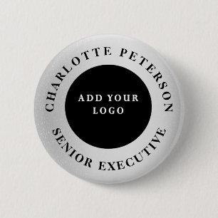 Aangepaste naamlabel met bedrijfslogo promotie ronde button 5,7 cm