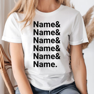Aangepaste naamlijst Gepersonaliseerde namen van A T-shirt