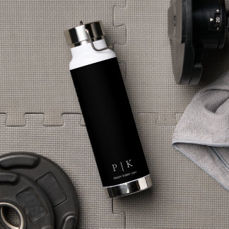 Aangepaste naammonogram 25oz Zwart Waterfles
