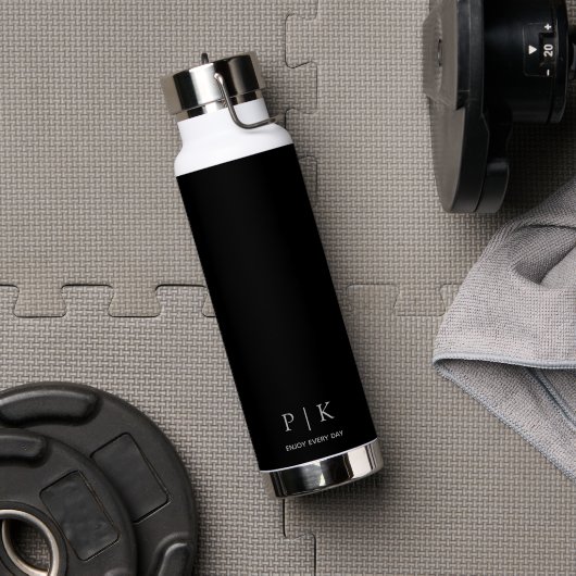 Aangepaste naammonogram 25oz Zwart Waterfles (Gym (Gedraaid)  )