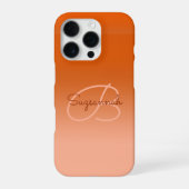 Aangepaste naammonogram Cantaloupe Oranje Ombre iPhone Hoesje (Achterkant)