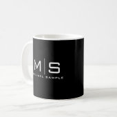 Aangepaste naammonogram Elegant Zwart en Wit Koffiemok (Voorkant links)