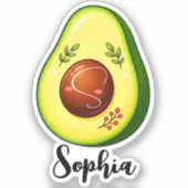 Aangepaste naammonogram | kawaii Cute Avocado Lera Sticker (Voorkant)