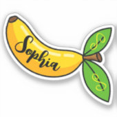 Aangepaste naammonogram | kawaii Mooie Banaan Lera Sticker (Voorkant)