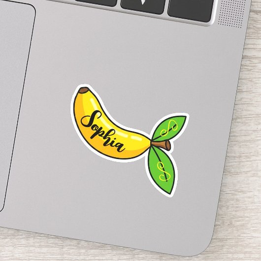 Aangepaste naammonogram | kawaii Mooie Banaan Lera Sticker