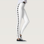 Aangepaste naammonogram Klassiek wit zwart patroon Leggings (Rechts)