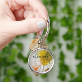 Aangepaste naammonogram zoete waterverf chique sleutelhanger (Hand)