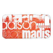 Aangepaste naampatroon op neon Oranje strepen Case-Mate iPhone Case (Achterkant (Horizontaal))