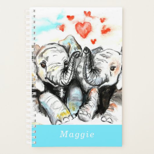 Aangepaste naamplanner met paar ellefant planner (Voorkant)