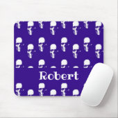 Aangepaste naamskulls op blauw muismat (Met muis)