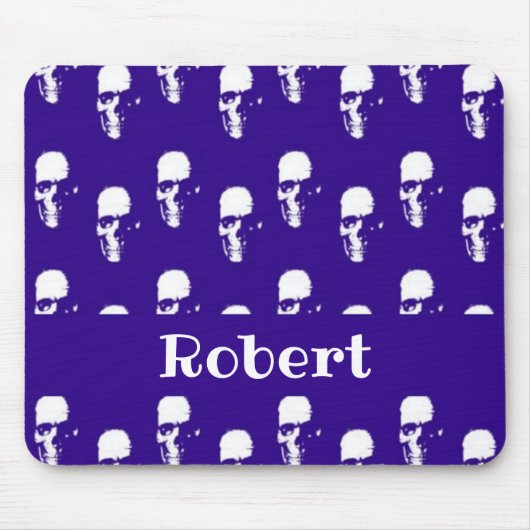 Aangepaste naamskulls op blauw muismat (Voorkant)