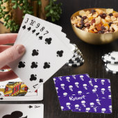 Aangepaste naamskulls op blauw pokerkaarten (Insitu)