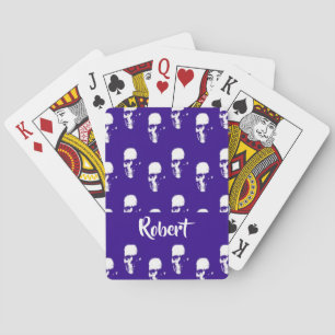Aangepaste naamskulls op blauw pokerkaarten