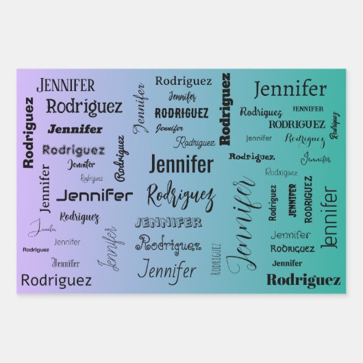 Aangepaste naamtekst Abstract blauw groen verloop Inpakpapier Vel (Voorkant 3)