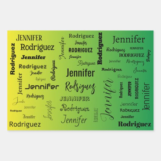 Aangepaste naamtekst Abstract blauw groen verloop Inpakpapier Vel (Voorkant 2)