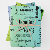 Aangepaste naamtekst Abstract blauw groen verloop Inpakpapier Vel (In situ)