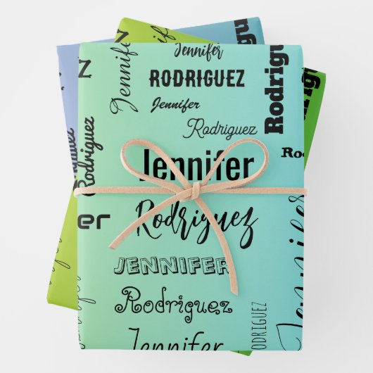 Aangepaste naamtekst Abstract blauw groen verloop Inpakpapier Vel (In situ)