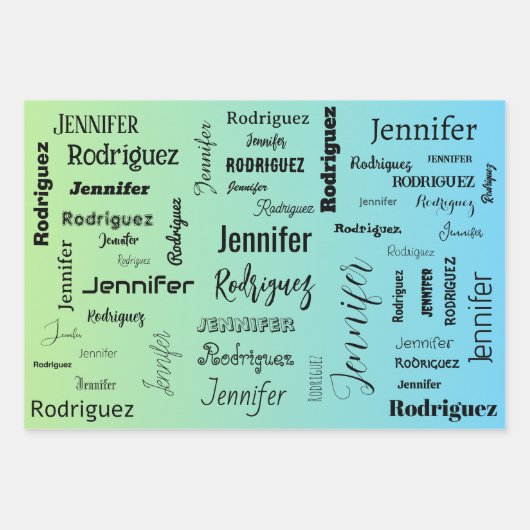 Aangepaste naamtekst Abstract blauw groen verloop Inpakpapier Vel (Voorkant)