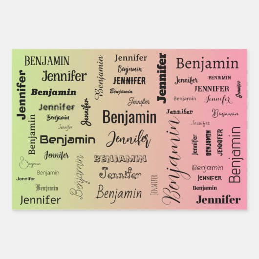 Aangepaste naamtekst Abstract pastel Oranje verloo Inpakpapier Vel (Voorkant 2)