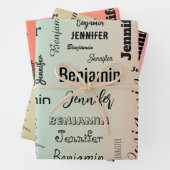 Aangepaste naamtekst Abstract pastel Oranje verloo Inpakpapier Vel (In situ)