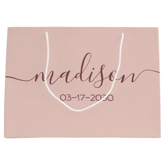 Aangepaste naamtekst meisjesachtig vrouwelijk Rose Groot Cadeauzakje (Voorkant)