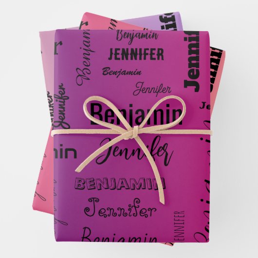 Aangepaste naamtekst Paarse perzikverloop Inpakpapier Vel (In situ)