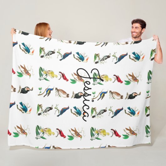 Aangepaste naamvogels fleece deken (In situ)