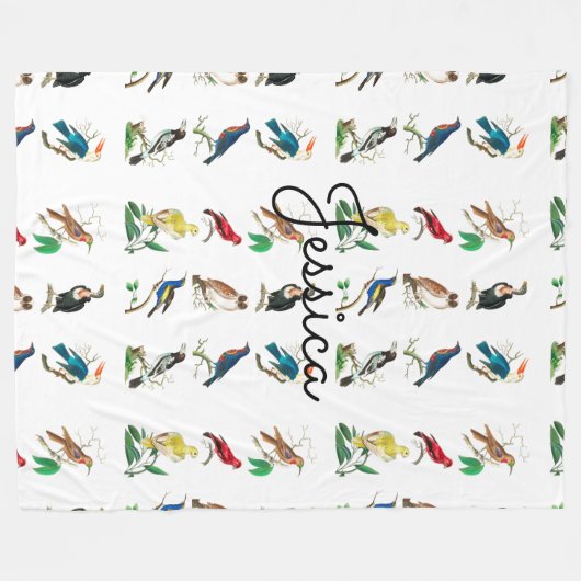 Aangepaste naamvogels fleece deken (Voorkant (Horizontaal))