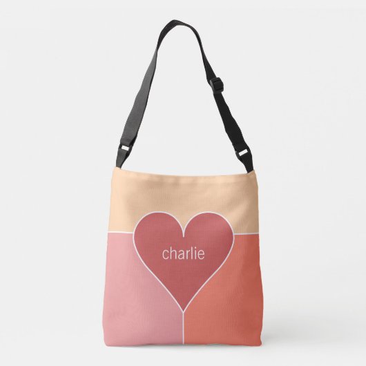 Aangepaste naamzakken voor Heart Pattern Crossbody Tas (Achterkant)