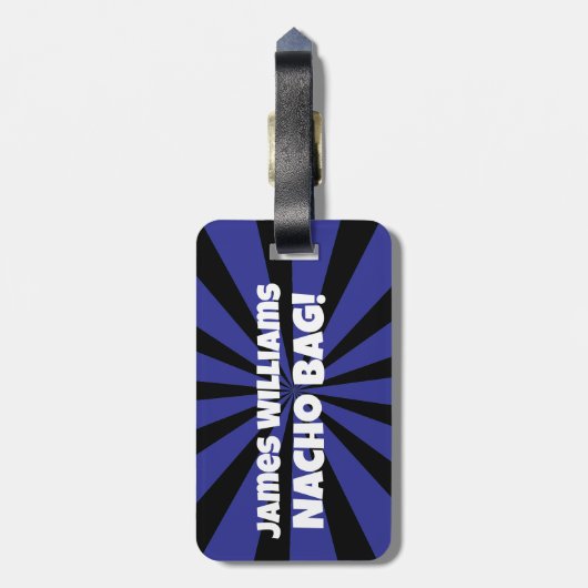 Aangepaste Nacho Bag Grappig Retro Blauwe Ster Bagagelabel (Achterkant verticaal)