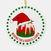 Aangepaste Nadolig Llawen WELSH KERSTMIS Pudding Keramisch Ornament (Voorkant)