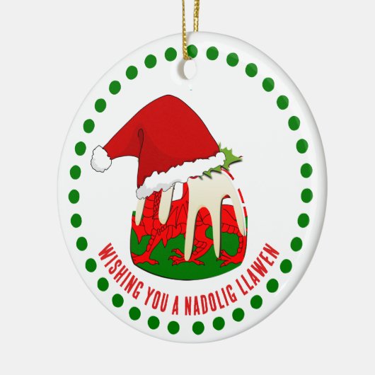 Aangepaste Nadolig Llawen WELSH KERSTMIS Pudding Keramisch Ornament (Links)