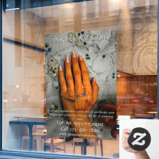 Aangepaste nagel salon set nagels bedrijf 2 raamsticker (Cafe Raam)