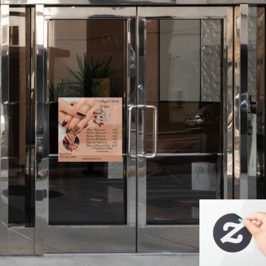 Aangepaste nagelsalon spa met prijzen raamsticker (Kantoordeur)