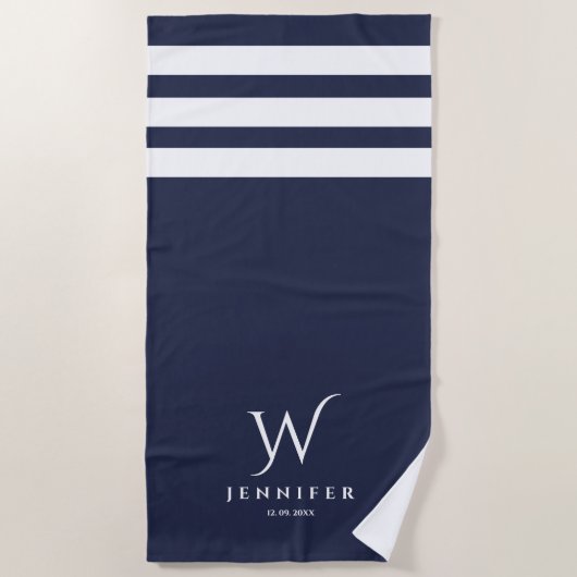 Aangepaste nagemaakte stripeshanddoek strandlaken (Voorkant)
