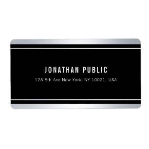 Aangepaste nama zilver zwart moderne elegante verz etiket