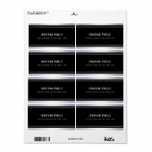 Aangepaste nama zilver zwart moderne elegante verz etiket (Full Sheet)