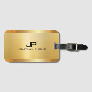 Aangepaste namaak gouden elegante monogram sjabloo bagagelabel