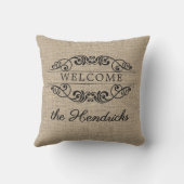 Aangepaste namaak jute vintage stijlvolle trendy w buitenkussen (Achterkant)