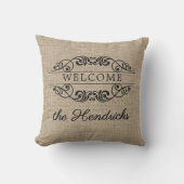 Aangepaste namaak jute vintage stijlvolle trendy w buitenkussen (Voorkant)