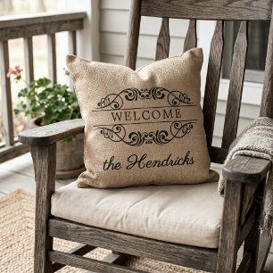 Aangepaste namaak jute vintage stijlvolle trendy w buitenkussen