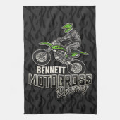 Aangepaste NAME Dirt Bike Rijder Motocross Racing Theedoek (Verticaal)