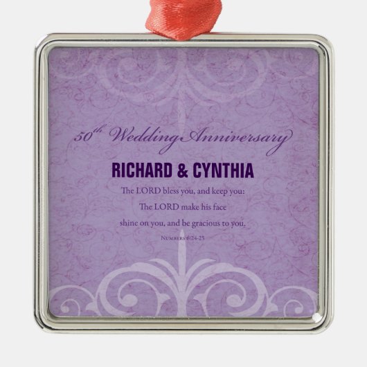 Aangepaste namen, 50e Jubileum voor bruiloft naar  Metalen Ornament (Voorkant)