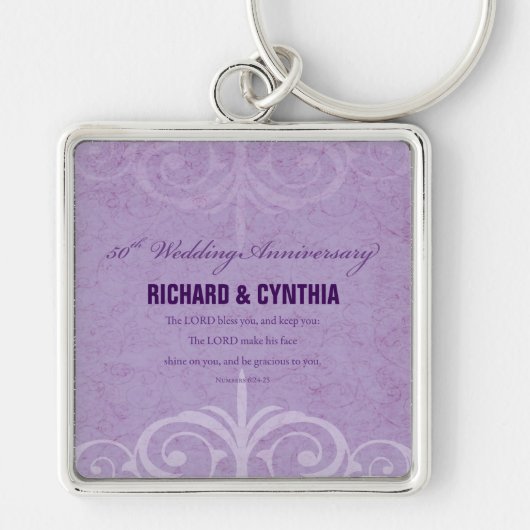 Aangepaste namen, 50e Jubileum voor bruiloft naar  Sleutelhanger (Voorkant)