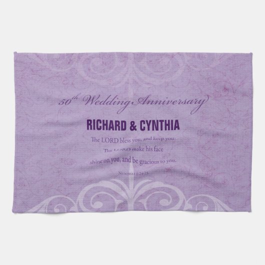 Aangepaste namen, 50e Jubileum voor bruiloft naar  Theedoek (Horizontaal)