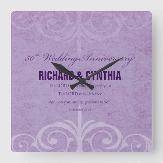 Aangepaste namen, 50e Jubileum voor bruiloft naar  Vierkante Klok (Voorkant)